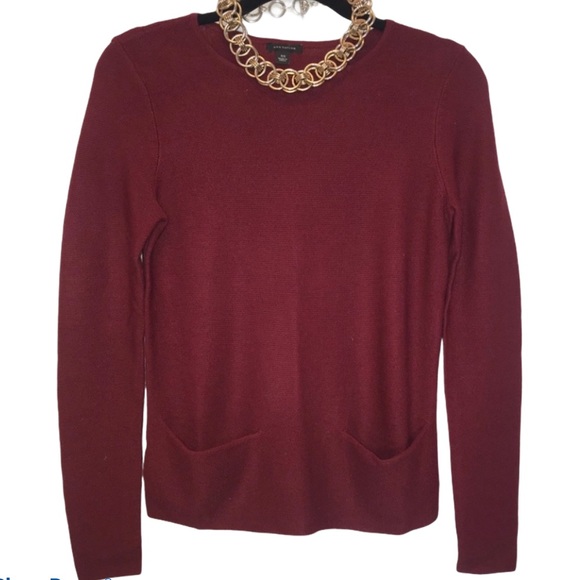 Ann Taylor Knit Top/Sweater Burgundy Maroon - Picture 1 of 6